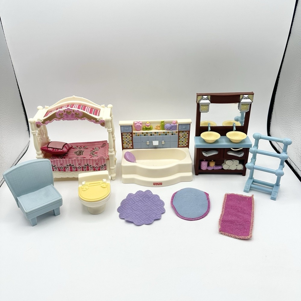 Fisher Price Loving Family Bedroom Bathroom Furniture Vintage